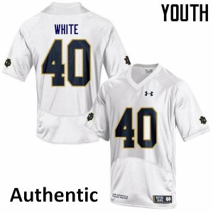 Youth Irish #40 Drew White White Authentic Player Jerseys 207726-513