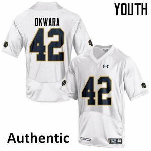 Youth UND #42 Julian Okwara White Authentic NCAA Jerseys 510113-373