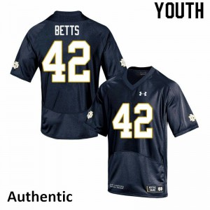 Youth Notre Dame #42 Stephen Betts Navy Authentic Stitch Jerseys 674284-123