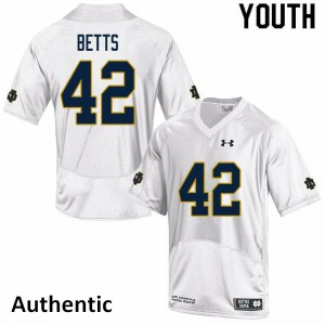 Youth Notre Dame Fighting Irish #42 Stephen Betts White Authentic College Jersey 282161-775