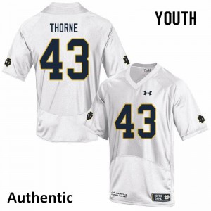 Youth Notre Dame Fighting Irish #43 Marcus Thorne White Authentic High School Jersey 340284-462