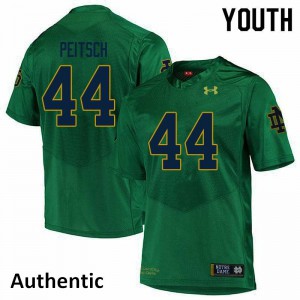 Youth Fighting Irish #44 Alex Peitsch Green Authentic Football Jersey 302936-265