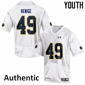 Youth Notre Dame Fighting Irish #49 Jack Henige White Authentic Player Jersey 394516-509