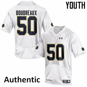 Youth Notre Dame Fighting Irish #50 Parker Boudreaux White Authentic High School Jersey 297212-231
