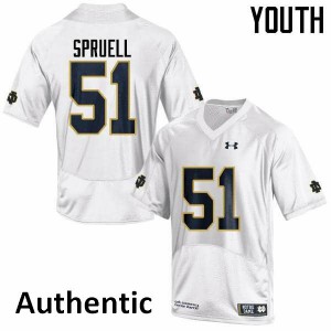 Youth Notre Dame #51 Devyn Spruell White Authentic College Jersey 791388-669