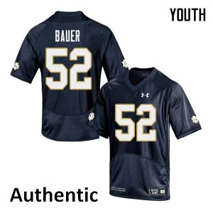 Youth Notre Dame Fighting Irish #52 Bo Bauer Navy Authentic Stitched Jersey 973591-141