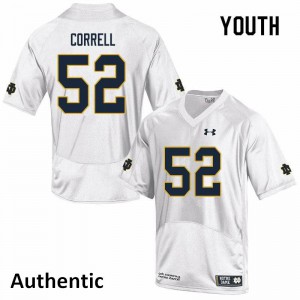 Youth University of Notre Dame #52 Zeke Correll White Authentic Embroidery Jerseys 425072-842