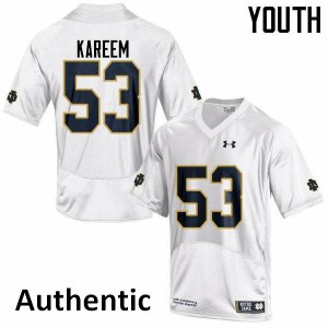 Youth Irish #53 Khalid Kareem White Authentic NCAA Jerseys 474104-250