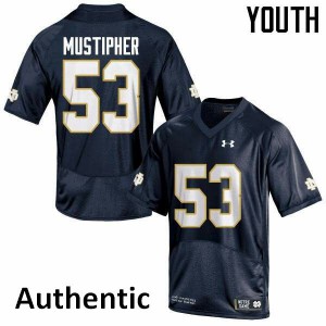 Youth Notre Dame #53 Sam Mustipher Navy Blue Authentic Player Jersey 735152-760