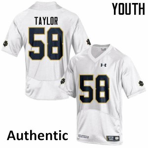 Youth Notre Dame #58 Elijah Taylor White Authentic Player Jersey 210852-396