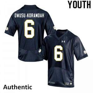 Youth UND #6 Jeremiah Owusu-Koramoah Navy Authentic Stitch Jerseys 230449-577