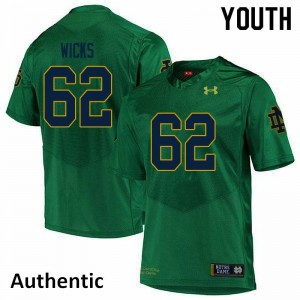 Youth Notre Dame Fighting Irish #62 Brennan Wicks Green Authentic Official Jersey 746805-510