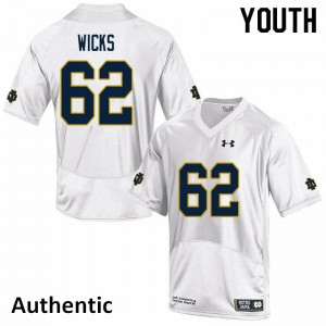 Youth Notre Dame #62 Brennan Wicks White Authentic Player Jerseys 530925-824