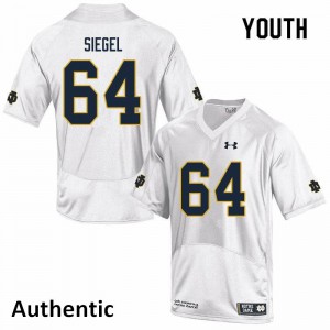 Youth University of Notre Dame #64 Max Siegel White Authentic Football Jerseys 718305-312