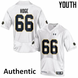 Youth Notre Dame Fighting Irish #66 Tristen Hoge White Authentic Embroidery Jersey 657060-700