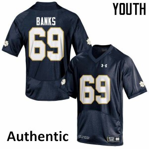 Youth Notre Dame Fighting Irish #69 Aaron Banks Navy Blue Authentic Embroidery Jerseys 840819-287