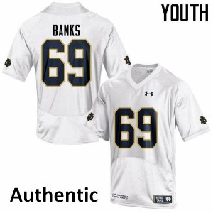 Youth Fighting Irish #69 Aaron Banks White Authentic Official Jersey 288783-317