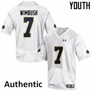 Youth Notre Dame #7 Brandon Wimbush White Authentic NCAA Jersey 251281-719