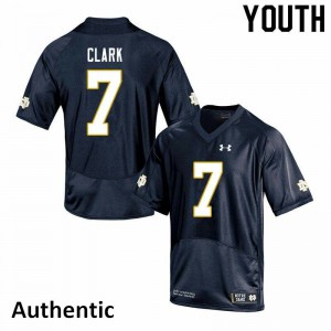 Youth Notre Dame #7 Brendon Clark Navy Authentic Stitch Jersey 141586-332