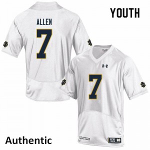 Youth Notre Dame #7 Derrik Allen White Authentic Embroidery Jerseys 111642-614