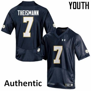 Youth Irish #7 Joe Theismann Navy Blue Authentic Stitched Jerseys 654390-369