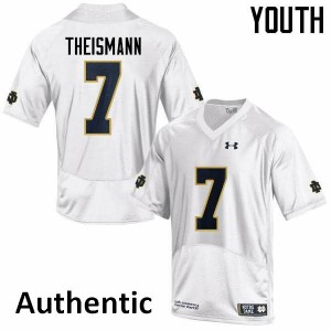 Youth Irish #7 Joe Theismann White Authentic High School Jersey 231337-515