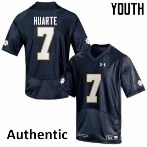 Youth University of Notre Dame #7 John Huarte Navy Blue Authentic Embroidery Jerseys 624593-811