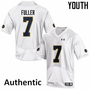 Youth Notre Dame Fighting Irish #7 Will Fuller White Authentic NCAA Jersey 528119-621