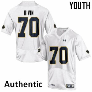 Youth Notre Dame Fighting Irish #70 Hunter Bivin White Authentic College Jersey 723206-835
