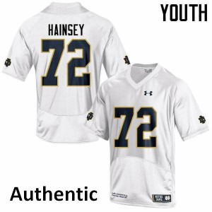 Youth Fighting Irish #72 Robert Hainsey White Authentic Stitched Jersey 134478-567