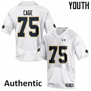 Youth UND #75 Daniel Cage White Authentic Football Jersey 440403-496