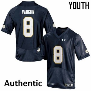 Youth Notre Dame #8 Donte Vaughn Navy Authentic Stitch Jerseys 984003-391