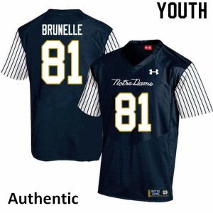 Youth University of Notre Dame #81 Jay Brunelle Navy Blue Alternate Authentic Stitched Jerseys 716250-156