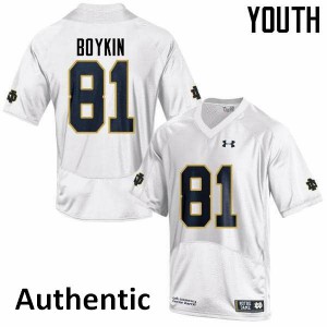 Youth University of Notre Dame #81 Miles Boykin White Authentic Stitched Jersey 444873-292