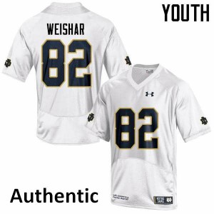 Youth Notre Dame #82 Nic Weishar White Authentic Stitched Jersey 650233-497