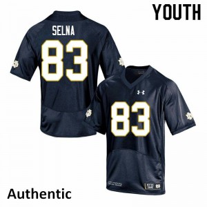 Youth UND #83 Charlie Selna Navy Authentic Football Jersey 603409-358