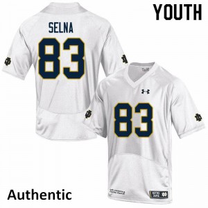 Youth Notre Dame #83 Charlie Selna White Authentic Embroidery Jersey 234040-815