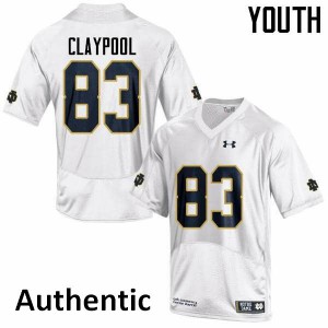 Youth Notre Dame Fighting Irish #83 Chase Claypool White Authentic Stitch Jersey 217162-444