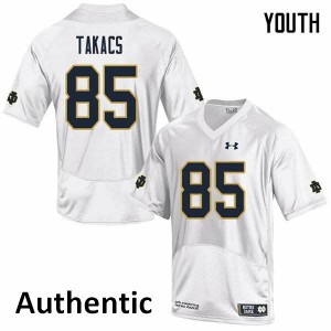 Youth University of Notre Dame #85 George Takacs White Authentic High School Jersey 480719-693
