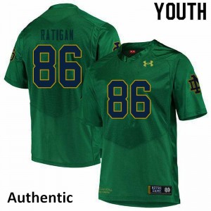 Youth University of Notre Dame #86 Conor Ratigan Green Authentic Stitched Jerseys 474433-880