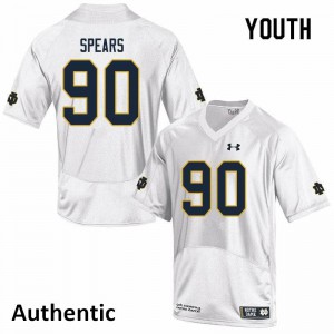 Youth Notre Dame #90 Hunter Spears White Authentic Player Jerseys 981544-801