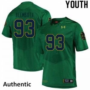 Youth Notre Dame #93 Zane Heemsoth Green Authentic Stitch Jerseys 348608-185