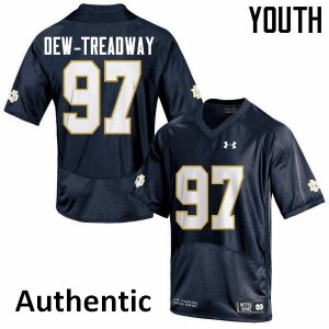 Youth Notre Dame #97 Micah Dew-Treadway Navy Blue Authentic University Jersey 158707-525