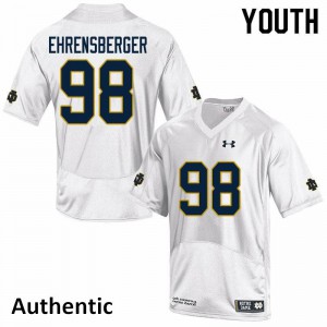 Youth University of Notre Dame #98 Alexander Ehrensberger White Authentic NCAA Jersey 272195-176