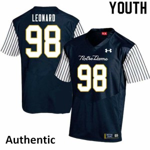 Youth UND #98 Harrison Leonard Navy Blue Alternate Authentic Stitched Jerseys 324933-693