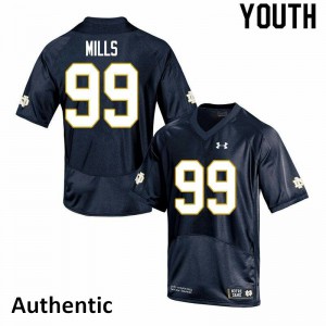 Youth UND #99 Rylie Mills Navy Authentic Football Jersey 625687-956