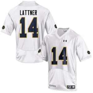 Mens Notre Dame #14 Johnny Lattner White Game High School Jersey 824598-535