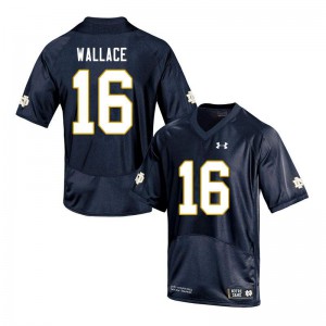 Men's Notre Dame #16 KJ Wallace Navy Game Embroidery Jerseys 967425-890