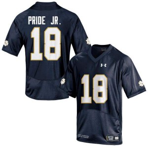 Men's University of Notre Dame #18 Troy Pride Jr. Navy Blue Game Official Jerseys 462285-141