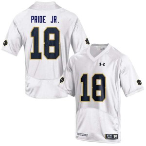 Mens Notre Dame #18 Troy Pride Jr. White Game Player Jersey 137110-138
